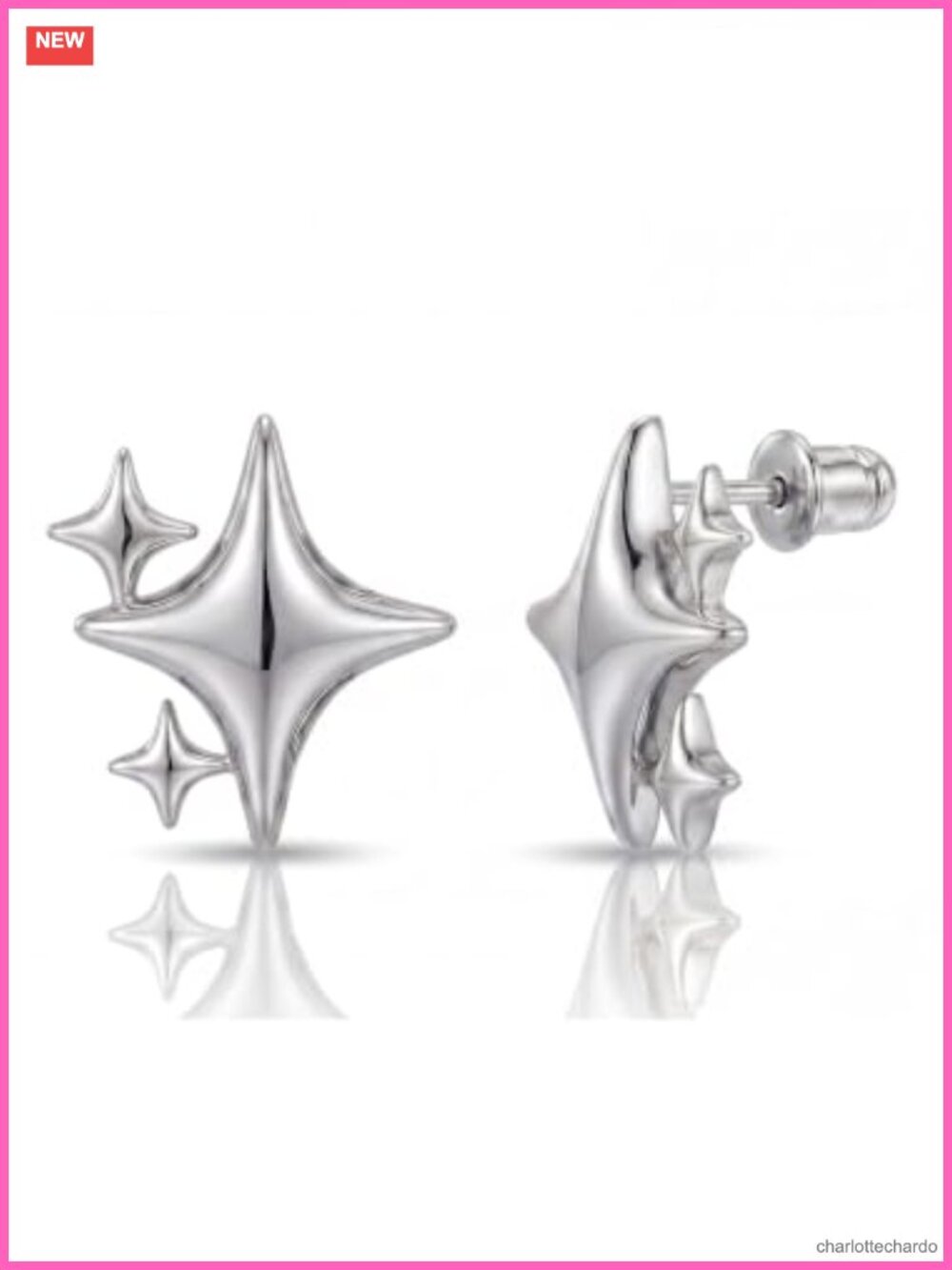 Gold Plated 925 Sterling Silver Star Stud Earrings Hypoallergenic